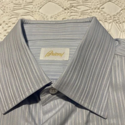 Camisa de vestir Brioni para hombre puños franceses, hecha en Italia, tallas L 16,5 Foto 1 de 4
