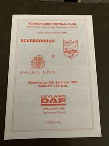 1991 Scarborough V Halifax Town English Football/soccer Programme L Daf Cup - Picture 1 of 3