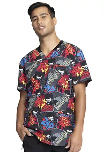 Batman Cherokee Scrubs Tooniforms DC Comics Mens V Neck Top TF725 DMKW - Picture 1 of 6