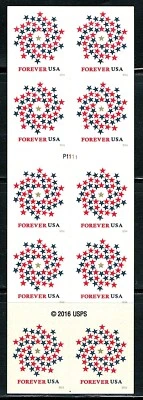 Mint US Patriotic Spiral Booklet Pane of 10 Forever Stamps Scott# 5131a (MNH) - Image 1 of 2