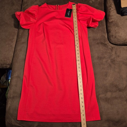ABITO TUBINO KATE SPADE NUOVO CON ETICHETTE CON MANICA A SBUFFO PONDEROSA LINEA PRINCIPALE ROSSO PICCOLO