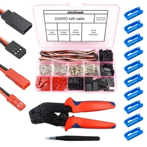 55 Sets Servo Plug Male Female Connector Crimp Pin Cable Kit with Crimping To... - Picture 1 of 6