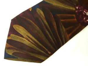 Vtg Paco Rabanne Mens Necktie Tie Navy Blue Yellow Purple Floral 55" Short - Picture 1 of 4