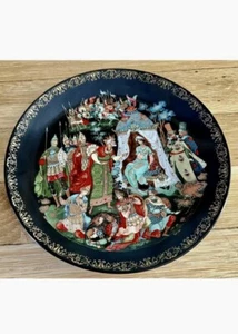 PALEKH 1989 USSR/SOV UNION HAND PAINTED LACQUER PLATE «THE GOLDEN COCKEREL" RARE - Picture 1 of 3