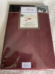 Tillary Microfiber(60” X 84”) Oblong Tablecloth Burgundy Wine Color Spillproof - Picture 1 of 7