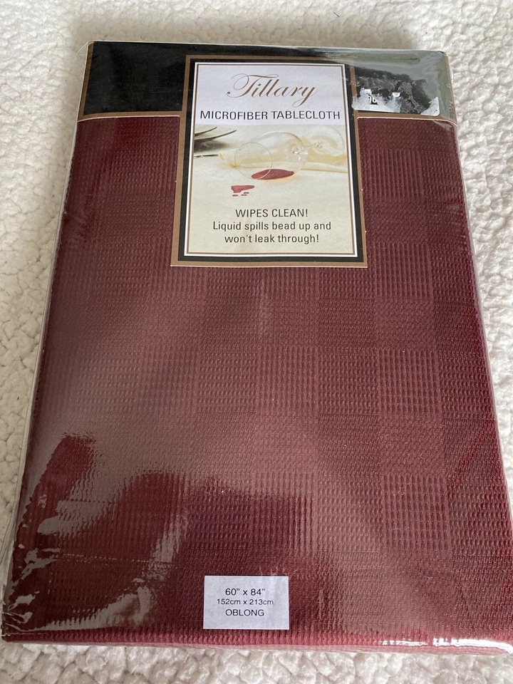 Tillary Microfiber(60” X  84”) Oblong Tablecloth Burgundy Wine Color Spillproof - Image 1 of 4
