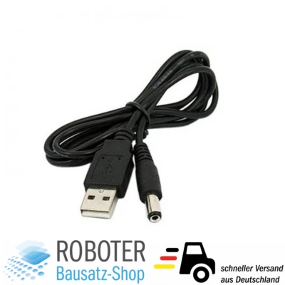 80 cm USB Stromkabel auf DC Hohlstecker 5.5 x 2.1 mm 5V Ladekabel - Bild 1 von 4