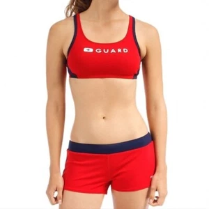 Speedo Red Lifeguard Bikini Set large top small bottom - Picture 1 of 10