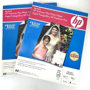 x2 papier fotograficzny HP Premium Plus 8,5 x 11 wysoki połysk 25 arkuszy 11,5 miliona atramentowych - Zdjęcie 1 z 8