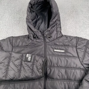 Members Only Jacket Mens Medium Black Puffer Coat Hooded Insulated Cavaliers - Picture 1 of 12