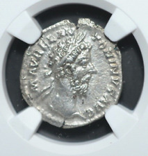 MARCUS AURELIUS, AD 161-180, AR DENARIUS, NGC CERTIFIED, (214)