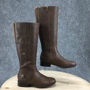 Lifestride Boots Womens 6.5 M X-Amy Tall Side Zip Riding Boot Brown Faux Leather - Picture 1 of 19