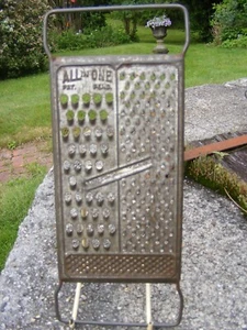 Vintage "All In One" Pat. Pending Metal Flat Food Cheese Vegetable Grater Slicer - Picture 1 of 2