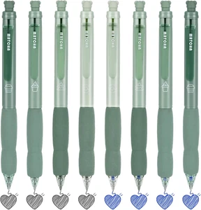 8Pcs Retractable Erasable Gel Pens, 4 Blue & 4 Black 0.5 Mm Fine Point with Cute - Picture 1 of 9