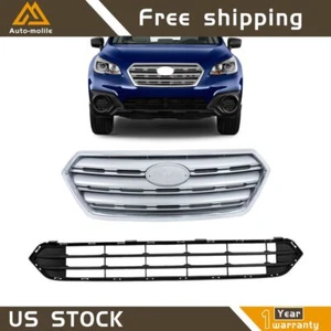 Front Bumper Upper & Lower Grille Grill Set For Subaru Outback 2015-2017 - Picture 1 of 10