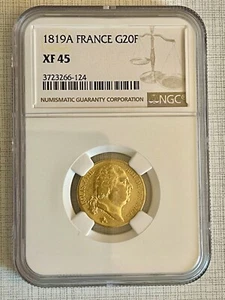 France 1819-A Louis XVIII 20 Francs Gold NGC XF45 SKU# 4156 - Picture 1 of 2
