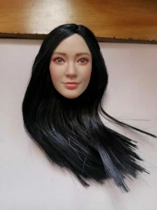 Figura de acción cuerpo de 12"" bronceado cabeza tallada cabeza de niña de cabello negro femenino 1/6 - Imagen 1 de 5