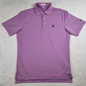 Peter Millar Sommer Comfort Golf Poloshirt M rosa grau gestreift Totenkopf Gasparilla - Bild 1 von 9