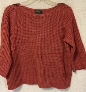 LRL Ralph Lauren Jeans Co Sweater Women’s Medium Pink Crochet Knit Boat Neck - Picture 1 of 6