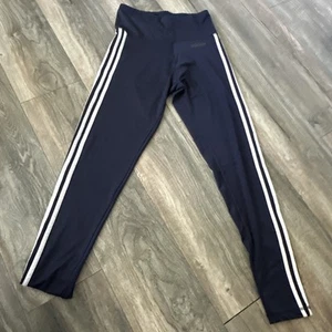 Adidas Leggings Mujer Pequeños Azul Marino Climalite 3 Rayas Yoga Pantalones Elastizados Activos - Imagen 1 de 4