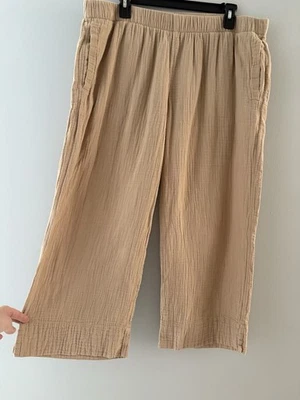Pantalones Cortos Coldwater Creek Pierna Ancha Gasa Talla Grande Bronceado Lagenlook Playa Vaca Foto 1 de 4