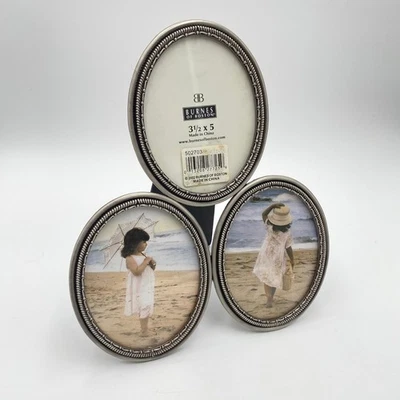 Burnes of Boston Triple Oval Tabletop Picture Frame Pewter 3.5" x 5" Photo - Image 1 of 4
