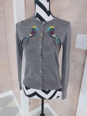 J. Crew Cardigan With Embroidered Pheasants XS - Image 1 of 4