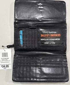 Damen Geldbörse Schwarz Nieten Retro Dreifachfaltung für Abend oder Business - Bild 1 von 5