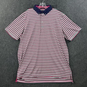 Greyson Polo Shirt Men's Extra Large Pink Green White Striped Golf Performance - Picture 1 of 8