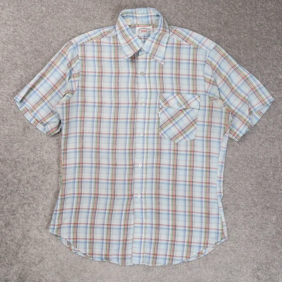 Camisa De Colección Levi's Hecha en EE. UU. Cuadros Grande Multicolor Manga Corta Cuello Foto 1 de 4