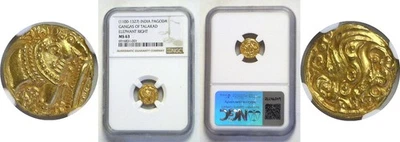 1100-1327 India Gangas Of Talakad Pagoda Oro NGC MS-63 Foto 1 de 3