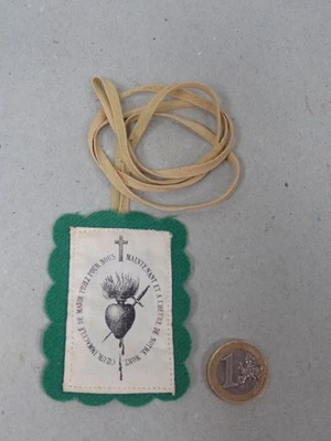Ancien reliquaire de cou de statue  / ex voto -  Coeur immaculé de Marie - Photo 1/4