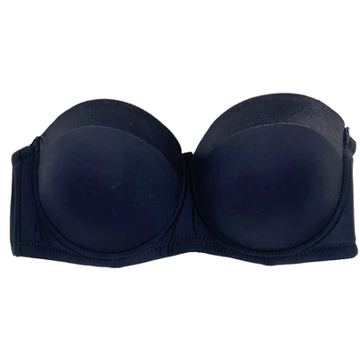 Черный бюстгальтер без бретелек с подкладкой на косточках резиновая подкладка 36DDD без указания бренда - Изображение 1 из 4