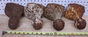 Antique Set Of 4 Cast Iron Ball Claw Foot Bath Tub Feet Ornate Victorian French - Picture 1 of 15