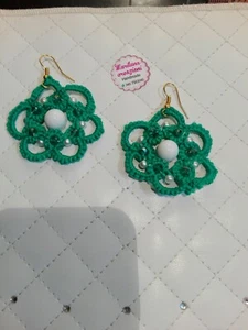 orecchini donna chiacchierino verdi con swarovski e pietre dure handmade - Foto 1 di 2