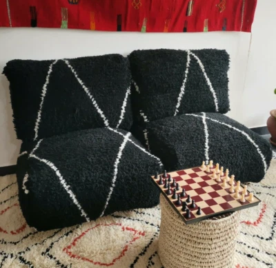 Moroccan Floor Cushion Set - 2 Seats Cushions + 2 Back Cushions + 4 Zipped bags - Image 1 of 4