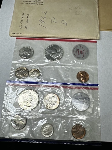 1962-P & 1962-D United States Mint - Uncirculated Mint Set - 10 Coins OGP Cover