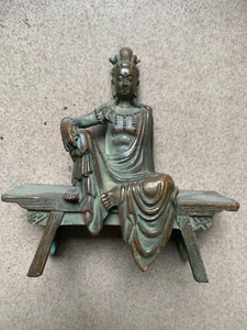 Large Tibetan Bronze Hand Made *KwanYin On Bench* Statue - Picture 1 of 9