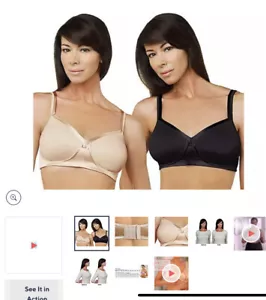 BREEZIES Set of 2 Full Coverage Wirefree Bras w/ UltimAir NUDE / BLACK A216456 - Picture 1 of 1