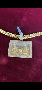 10k Solid Gold 2.55 Carat The Disciples Last Supper Natural Diamond pendant 31G - Picture 1 of 10