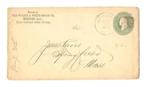 1870 franqueo Meriden Connecticut matasellos postal cubierta Wilcox & White Organ Co. - Imagen 1 de 2