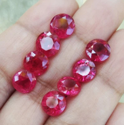 TOP COLOR BLOOD RED  7x7mm. ROUND CUT CORUNDUM RED RUBY GEMS EXCELLENT! (1pc) - Image 1 of 3