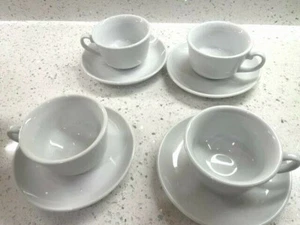 Richard Ginori 1856 "White COFFEE/TEA CUPS footed" & SAUCERS Set of 4 NEW Italy - Picture 1 of 5