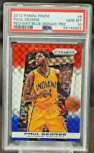 2013-14 Paul George Panini Prizm Red/White/Blue Mosaic Card #8 PSA 10 Gem Mint - Picture 1 of 2