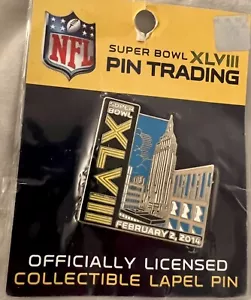 SUPER BOWL XLVIII PIN EMPIRE STATE BUILDING NYC NJ 2014 SEATTLE SEAHAWKS DENVER - Imagen 1 de 2