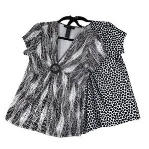 Josephine Chaus Womens Size L Lot of 2 Tops Knot Front Stretch V Neck Blouse  - Picture 1 of 14