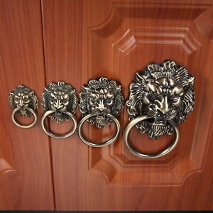 Lion Head Design Pull Handles Antique Style Door Cabinet Wardrobe Drop Ring Knob