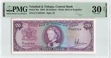 TRINIDAD & TOBAGO 20 Dollars 1964, P-29c Sign: Bruce, PMG 30 Net, VF.  QEII Note