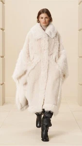 Zara SRPLS FX FR CT 14 Coat BNWT Light Beige Cream Faux Fur - Picture 1 of 6