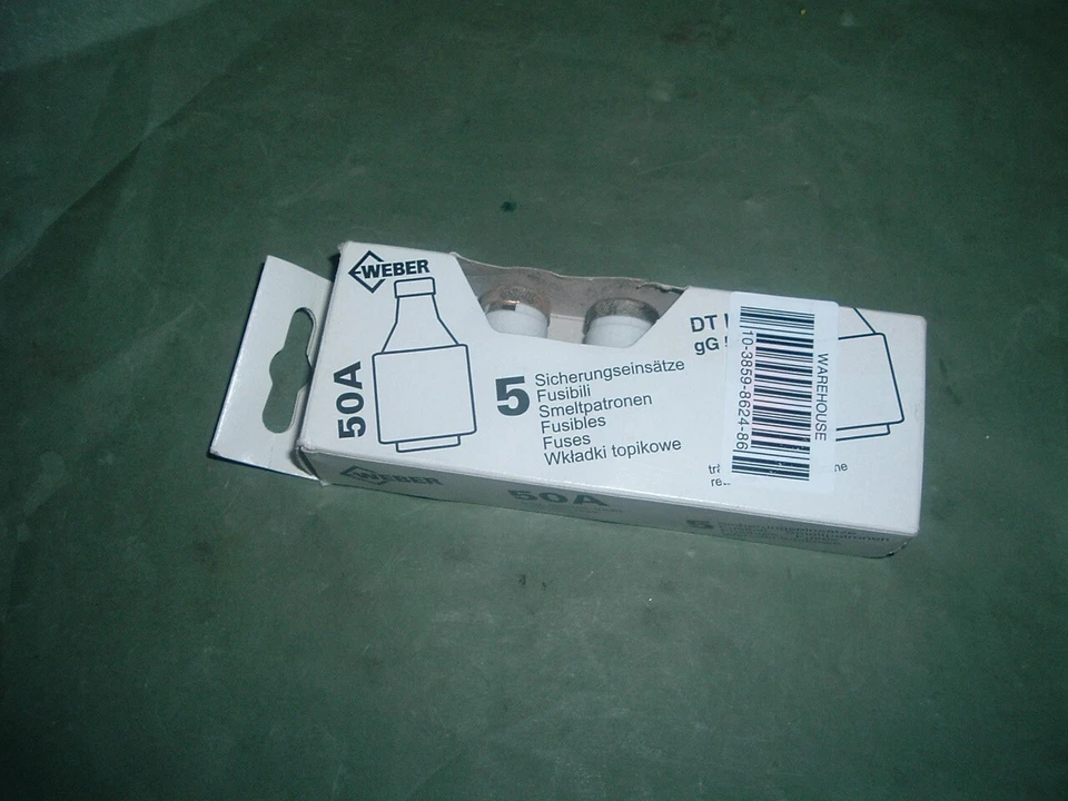 WEBER.... DT III 50 A FUSES X................................. 9 UNITS NEW BOXED - Image 1 of 1